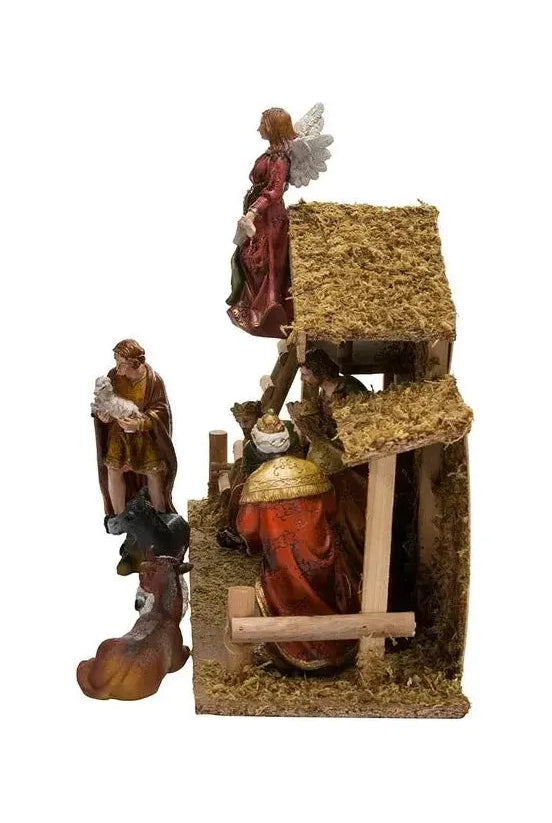 Kurt Adler Nativity Set With Wooden Stable, 12-Piece Set - Michelle's aDOORable Creations - Seasonal & Holiday Decorations