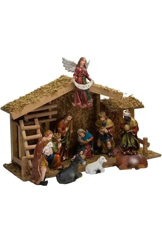 Kurt Adler Nativity Set With Wooden Stable, 12-Piece Set - Michelle's aDOORable Creations - Seasonal & Holiday Decorations