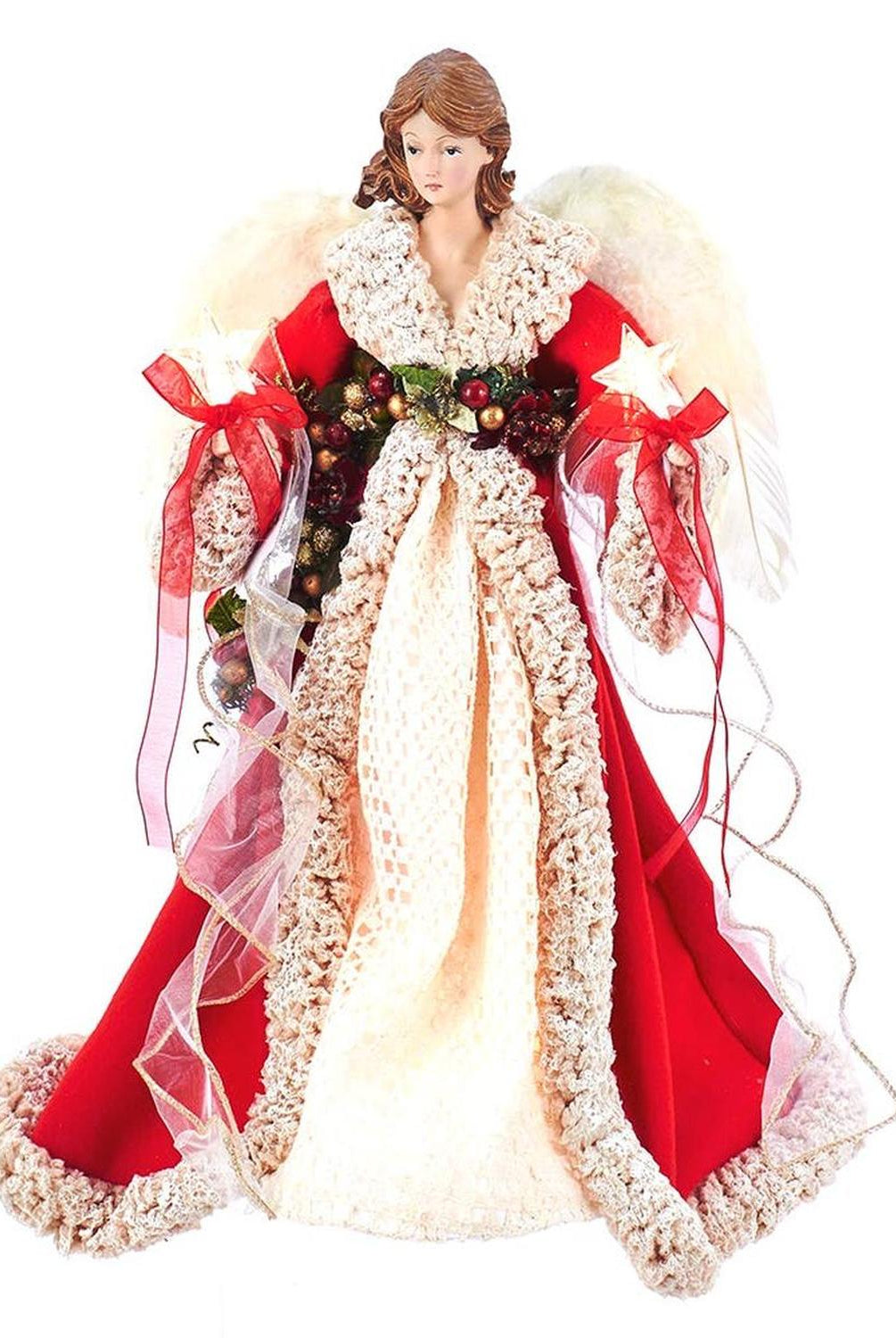 Kurt Adler UL 10-Light 16-Inch Red and Ivory Angel Treetop