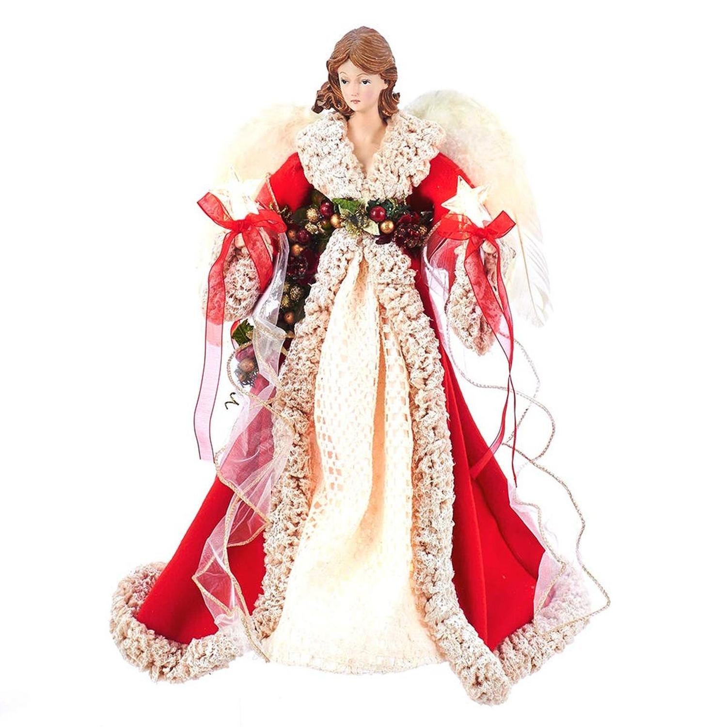 Shop For Kurt Adler UL 10 - Light 16 - Inch Red and Ivory Angel Treetop at Michelle's aDOORable Creations