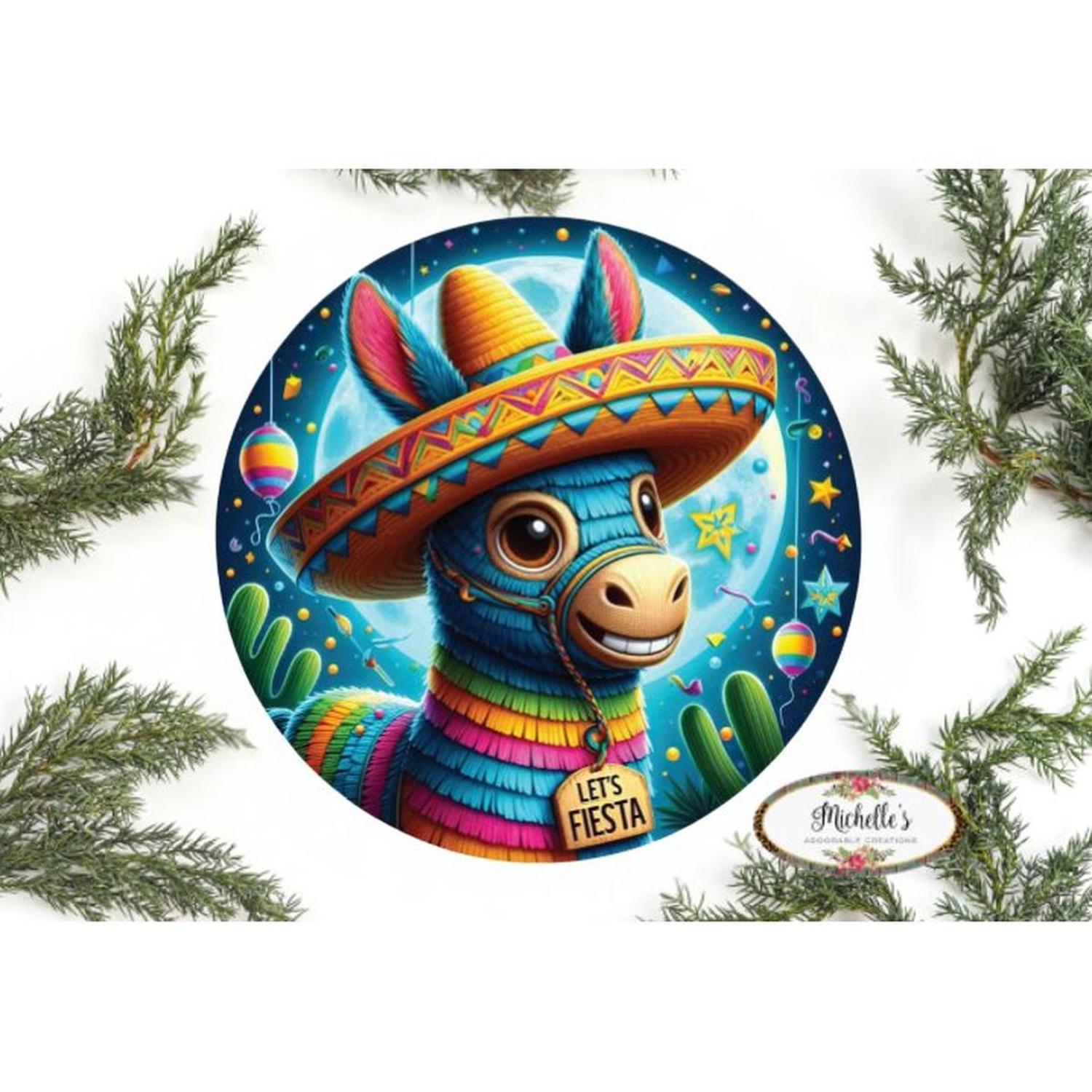 Shop For Let's Fiesta Pinata Donkey Sign at Michelle's aDOORable Creations