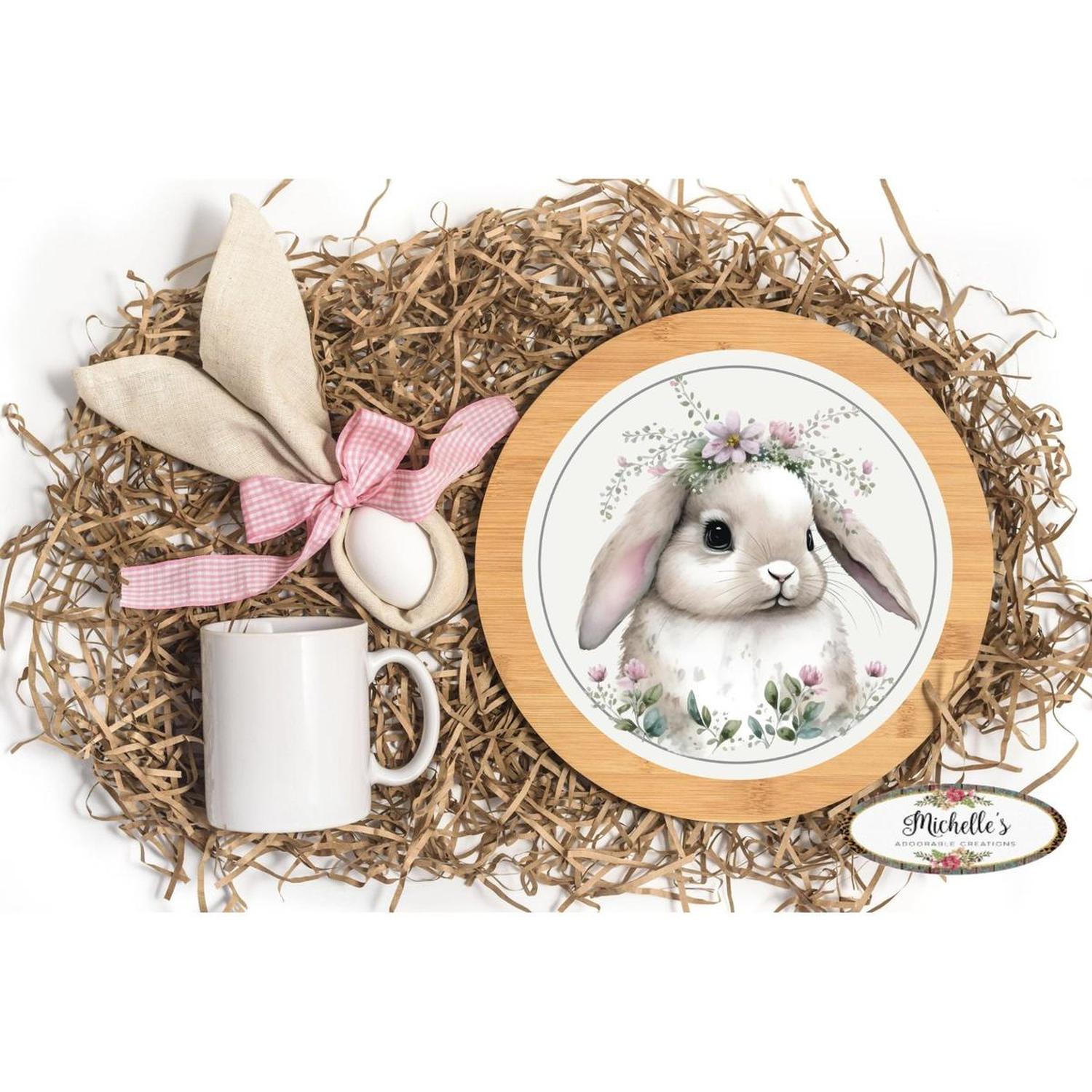 Shop For Lop Ear Bunny Easter Round Sign at Michelle's aDOORable Creations