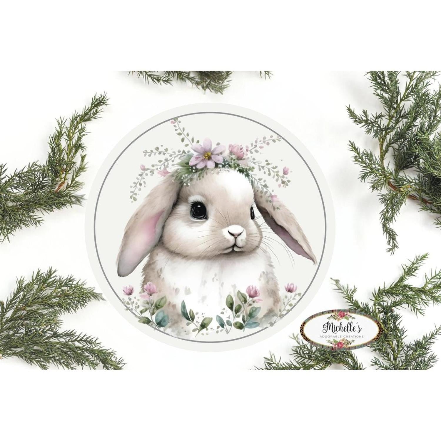 Shop For Lop Ear Bunny Easter Round Sign at Michelle's aDOORable Creations