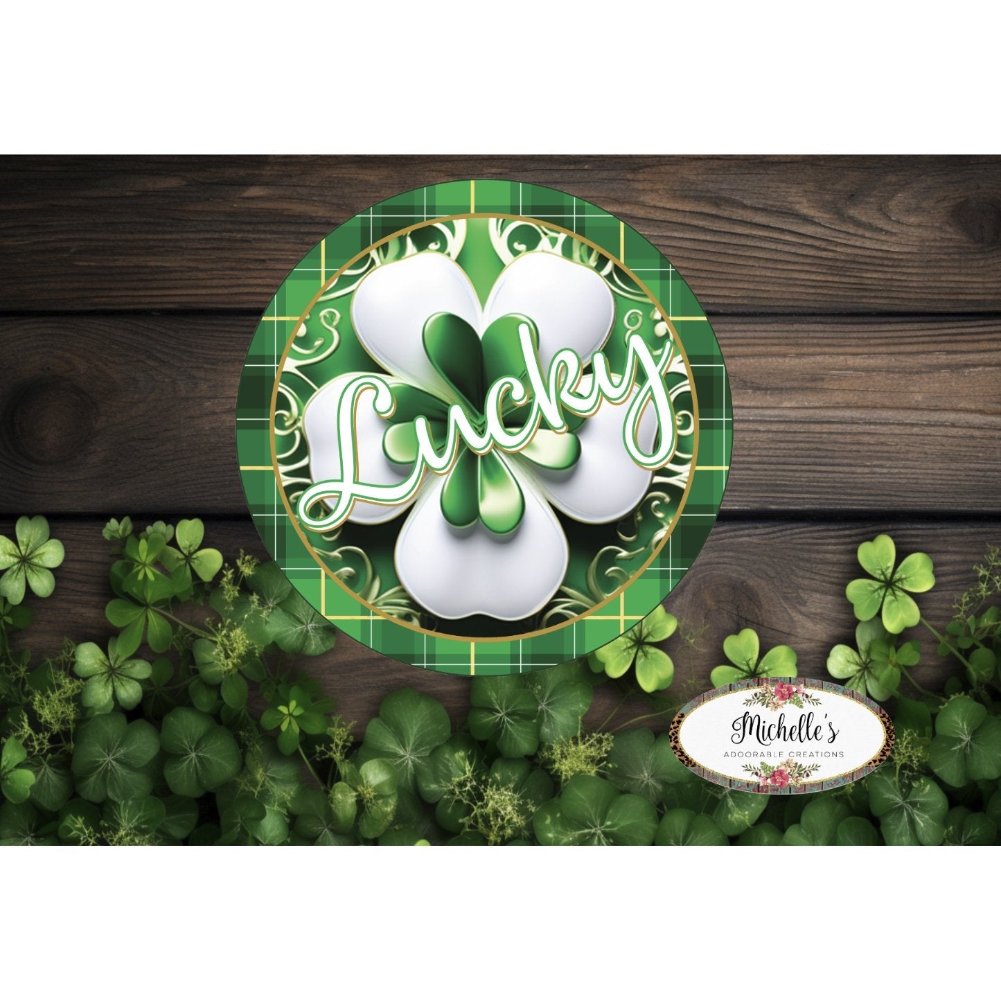 Shop For Lucky Clover Round Sign - Wreath Enhancement at Michelle's aDOORable Creations
