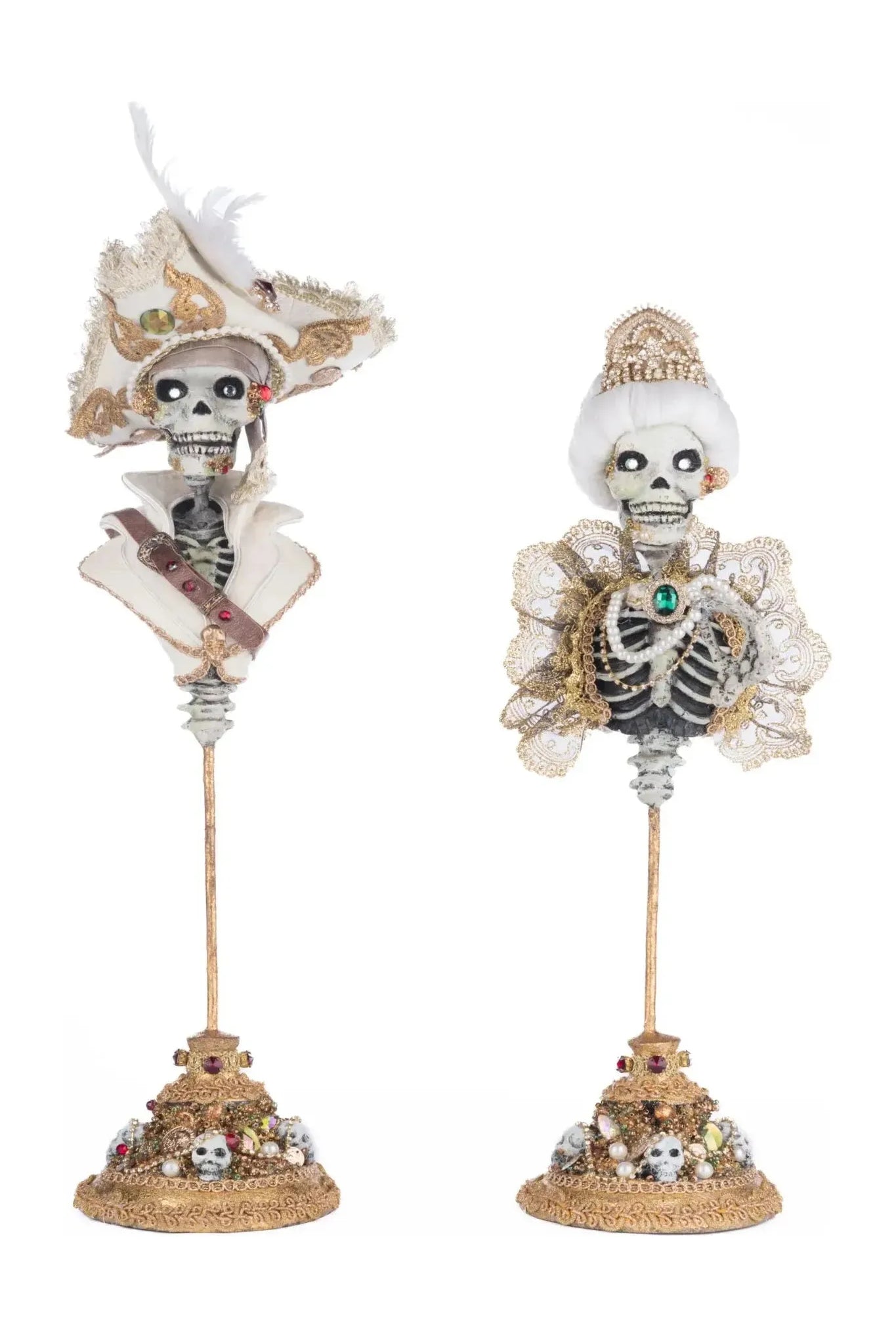 Male and Female Skeleton Bust Tabletop Assortment of 2 - Michelle's aDOORable Creations - Halloween Decor