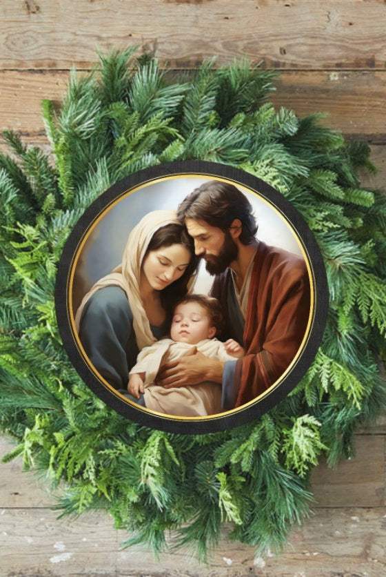 Shop For Mary and Joseph Nativity Round Sign - Wreath Enhancement at Michelle's aDOORable Creations