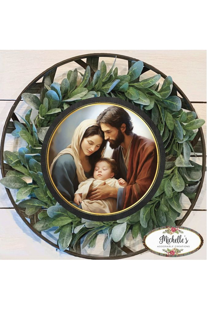 Mary and Joseph Nativity Round Sign - Wreath Enhancement - Michelle's aDOORable Creations - Signature Signs