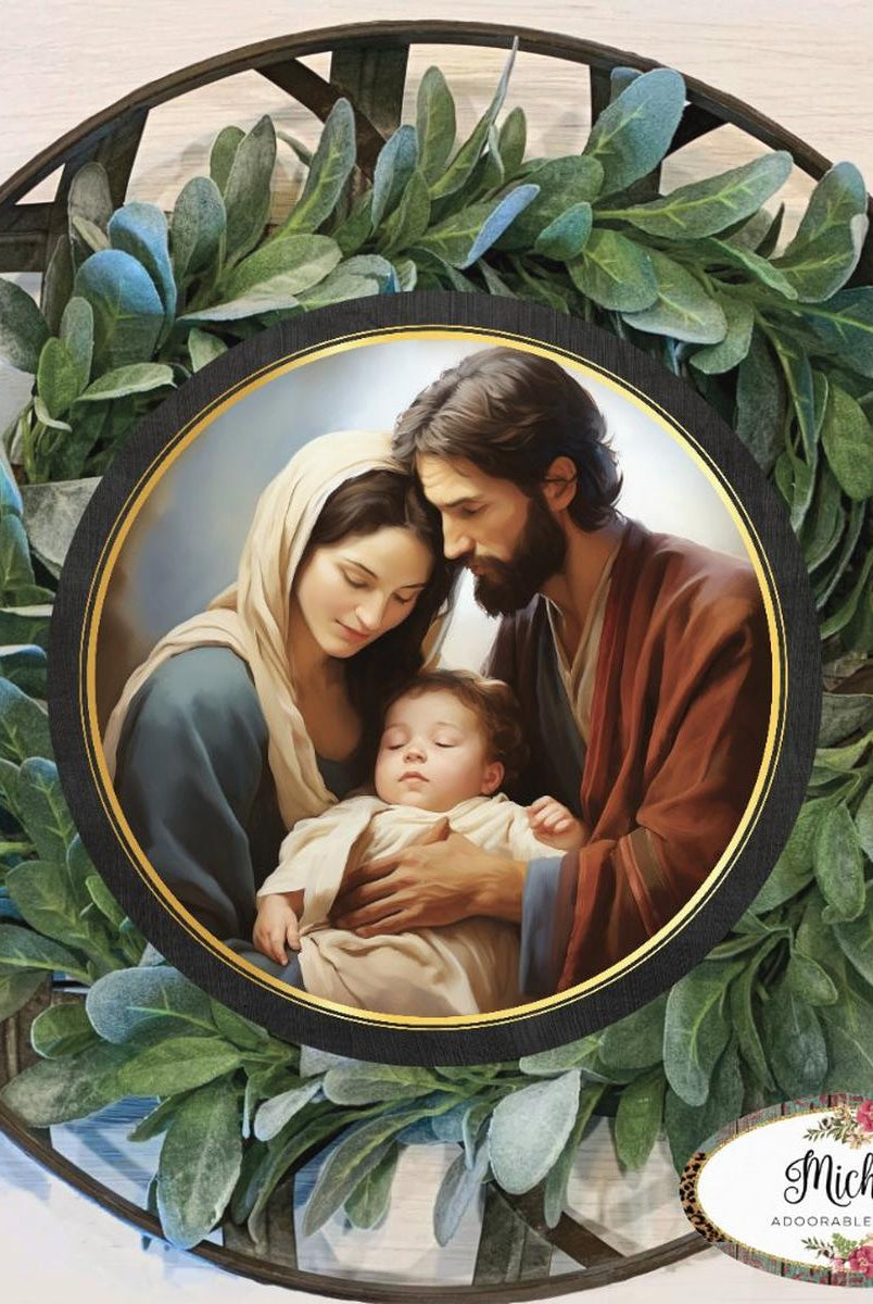 Shop For Mary and Joseph Nativity Round Sign - Wreath Enhancement at Michelle's aDOORable Creations
