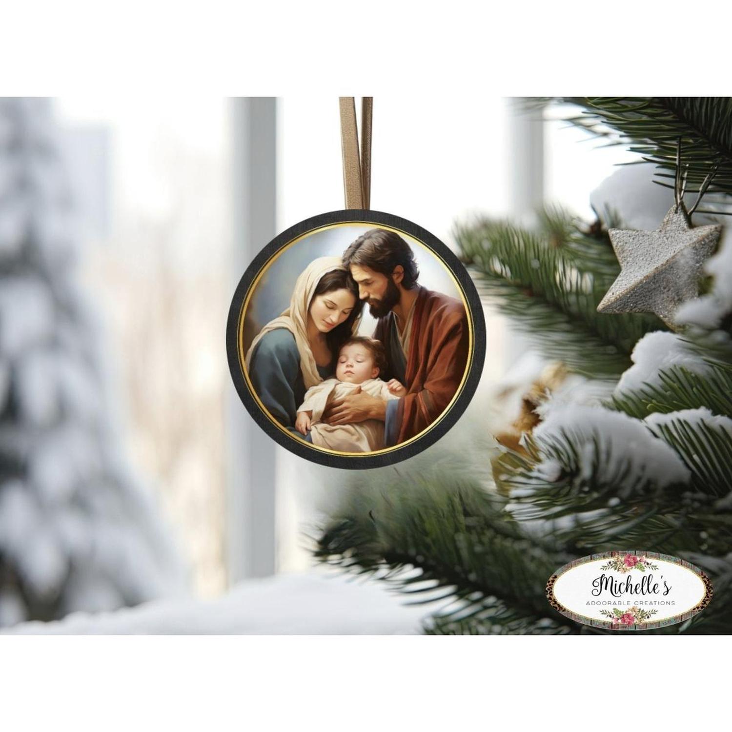 Shop For Mary and Joseph Nativity Round Sign - Wreath Enhancement at Michelle's aDOORable Creations