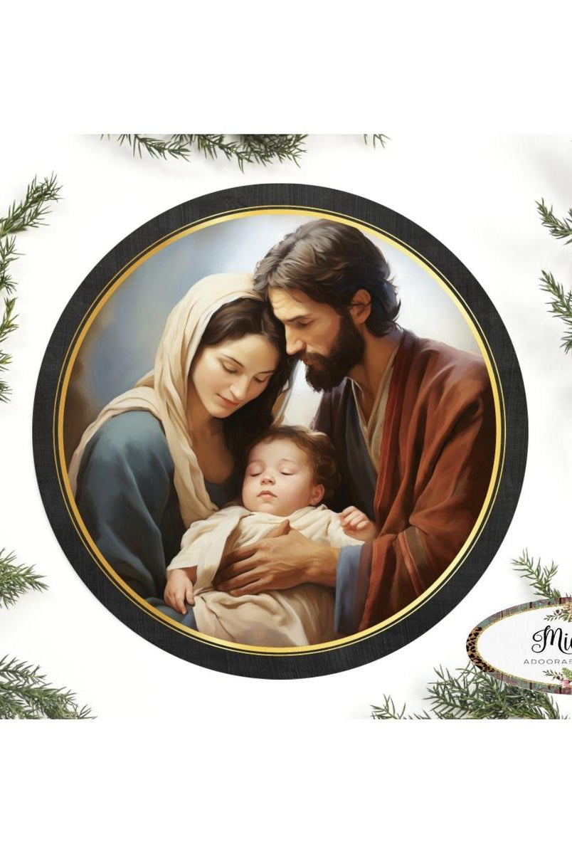 Shop For Mary and Joseph Nativity Round Sign - Wreath Enhancement at Michelle's aDOORable Creations