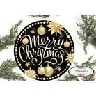 Shop For Merry Christmas Black Gold Round Sign - Wreath Enhancement at Michelle's aDOORable Creations