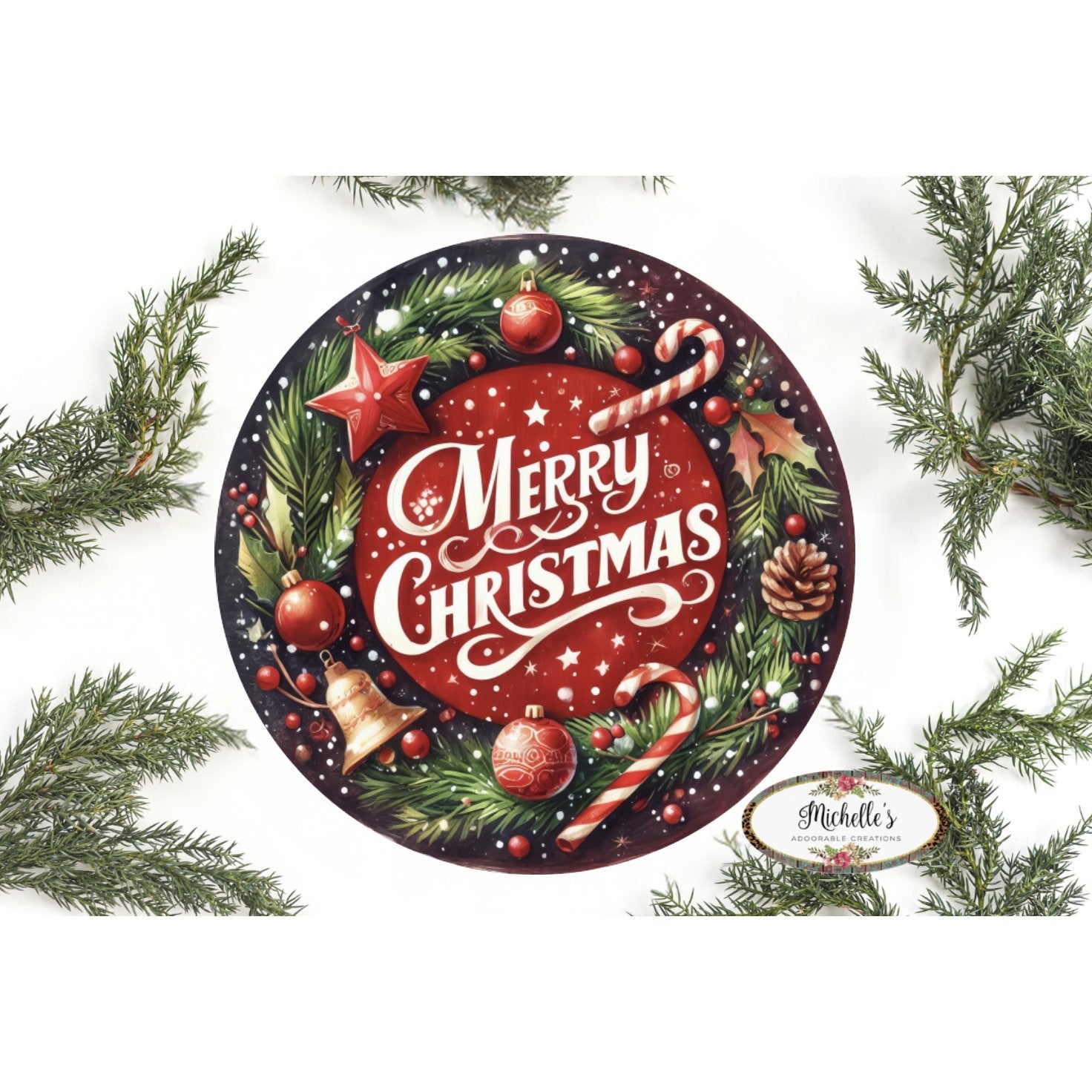 Shop For Merry Christmas Candy Cane Sign - Wreath Enhancement at Michelle's aDOORable Creations