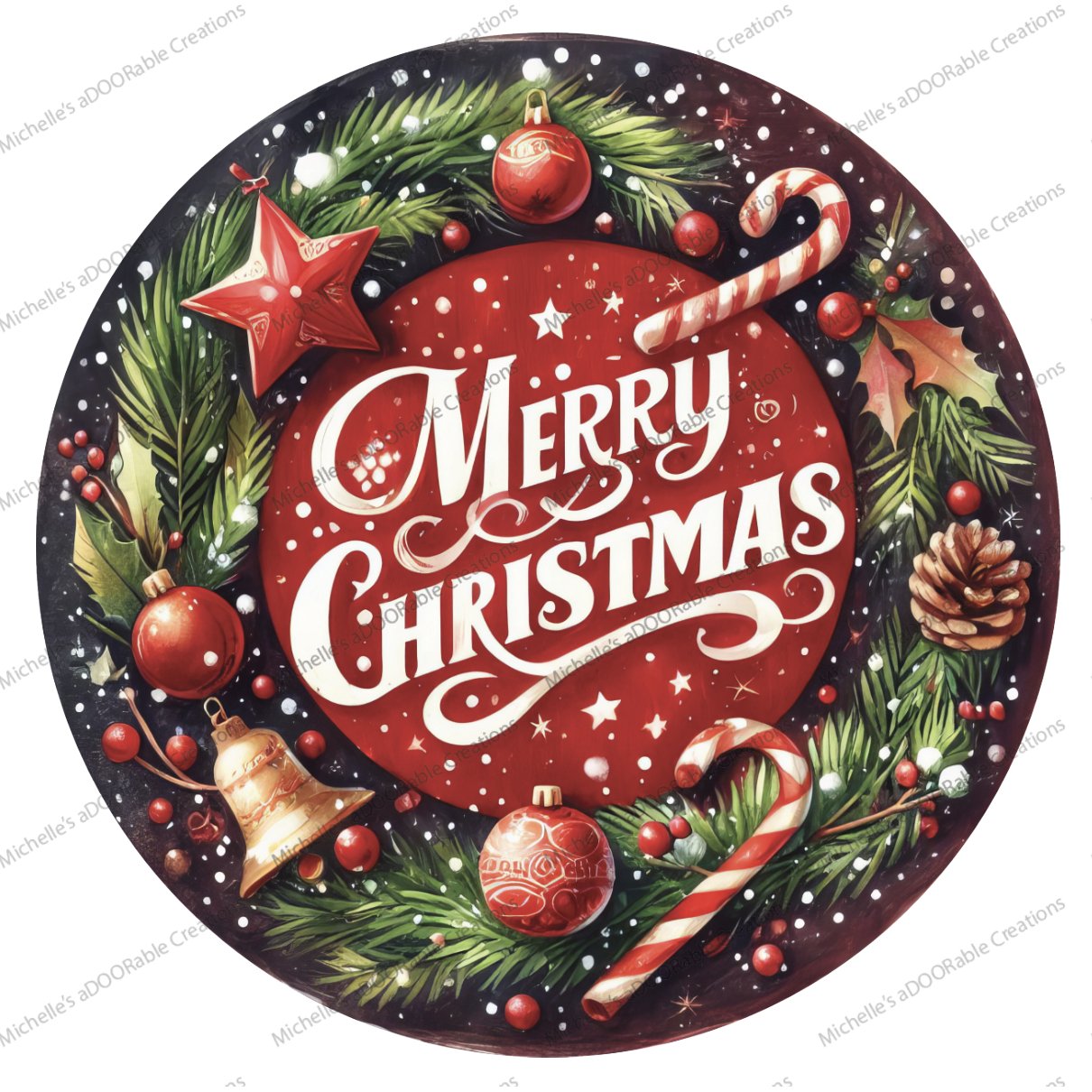 Shop For Merry Christmas Candy Cane Sign - Wreath Enhancement at Michelle's aDOORable Creations