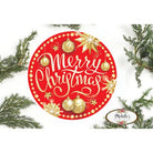 Shop For Merry Christmas Red Gold Round Sign - Wreath Enhancement at Michelle's aDOORable Creations