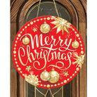 Shop For Merry Christmas Red Gold Round Sign - Wreath Enhancement at Michelle's aDOORable Creations
