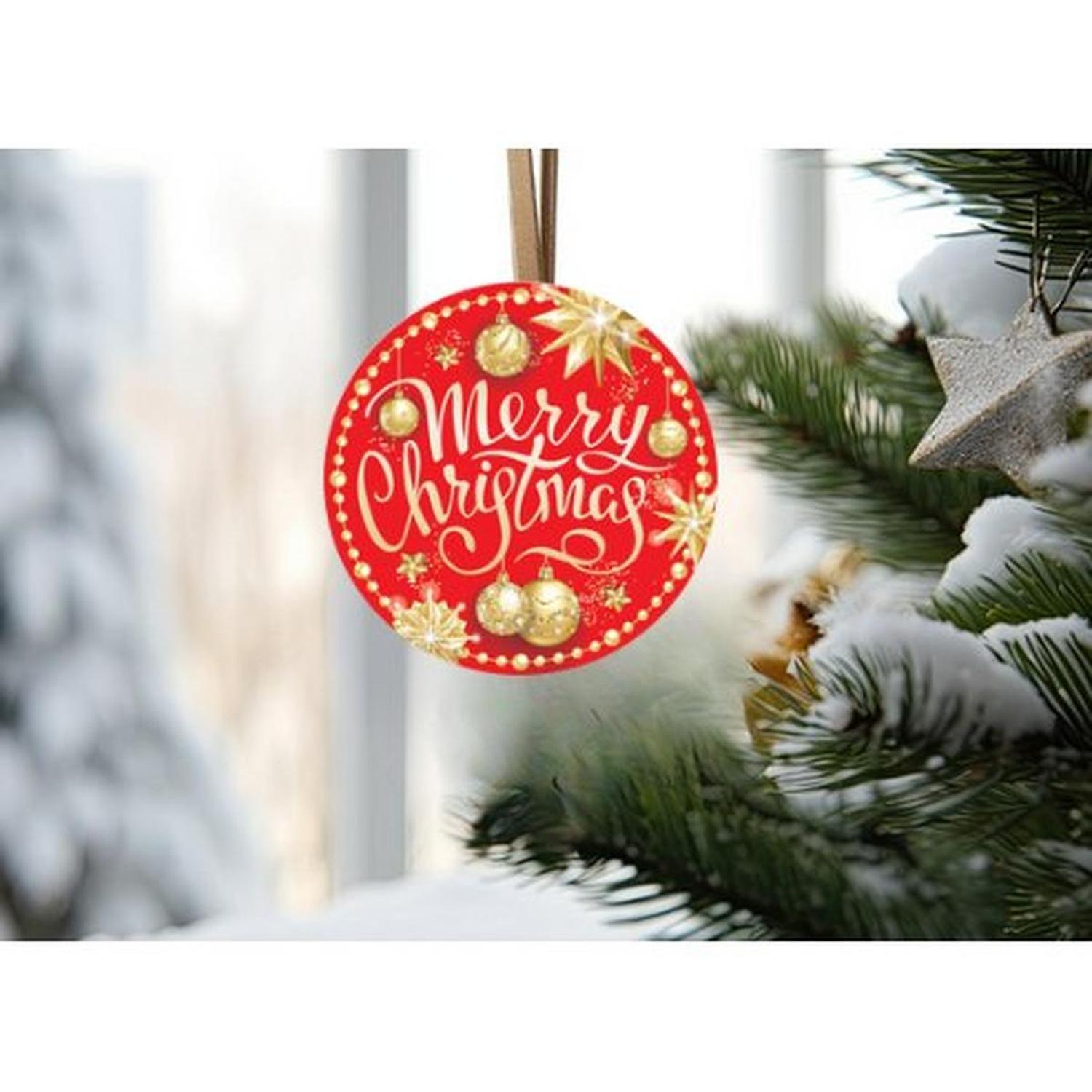 Shop For Merry Christmas Red Gold Round Sign - Wreath Enhancement at Michelle's aDOORable Creations