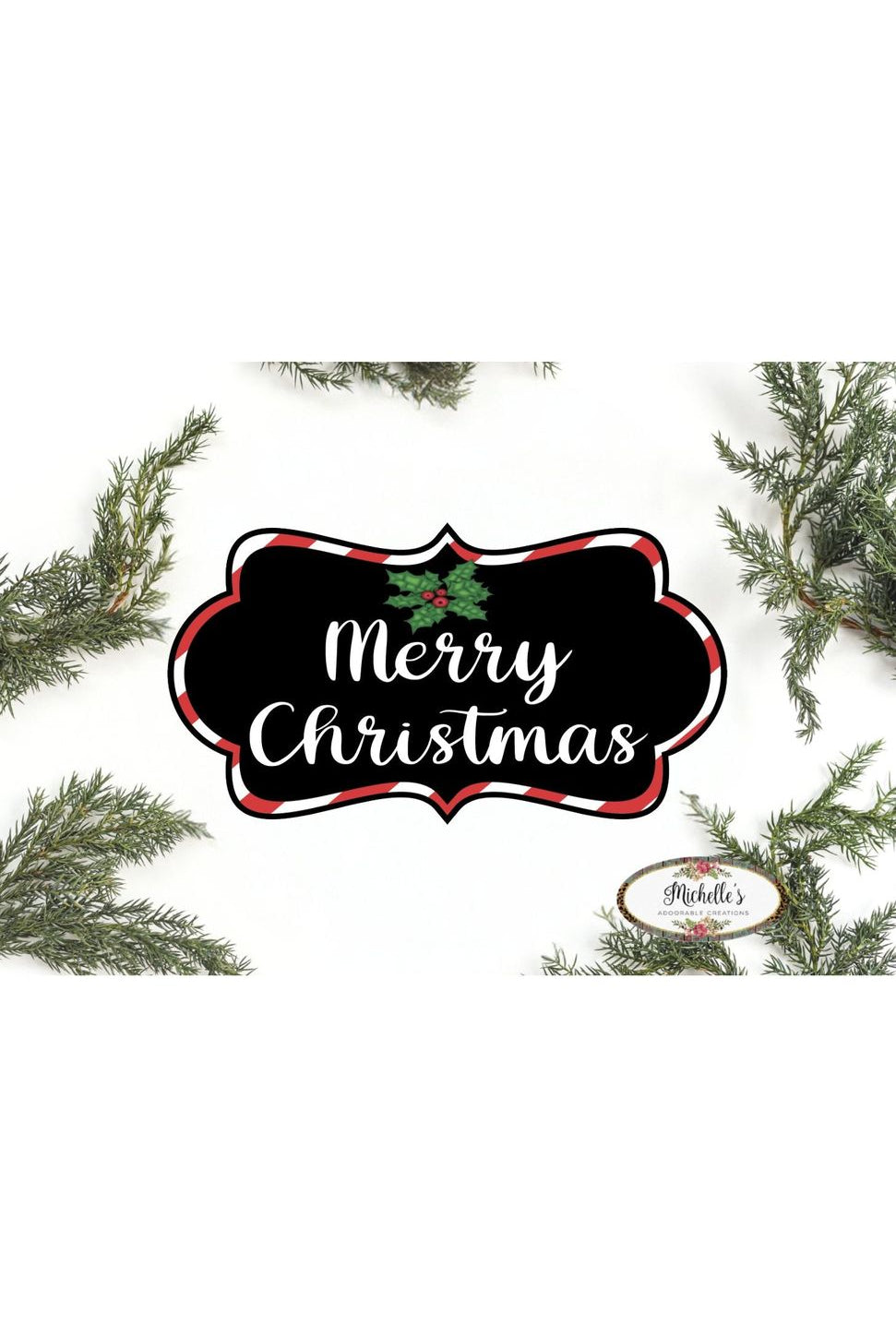 Merry Christmas Scalloped Frame Sign SF1 - Wreath Enhancement - Michelle's aDOORable Creations - Signature Signs