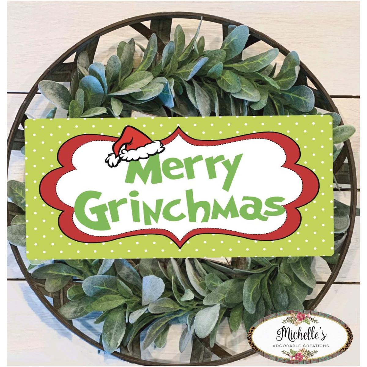 Shop For Merry Grinchmas Sign - Wreath Enhancement at Michelle's aDOORable Creations