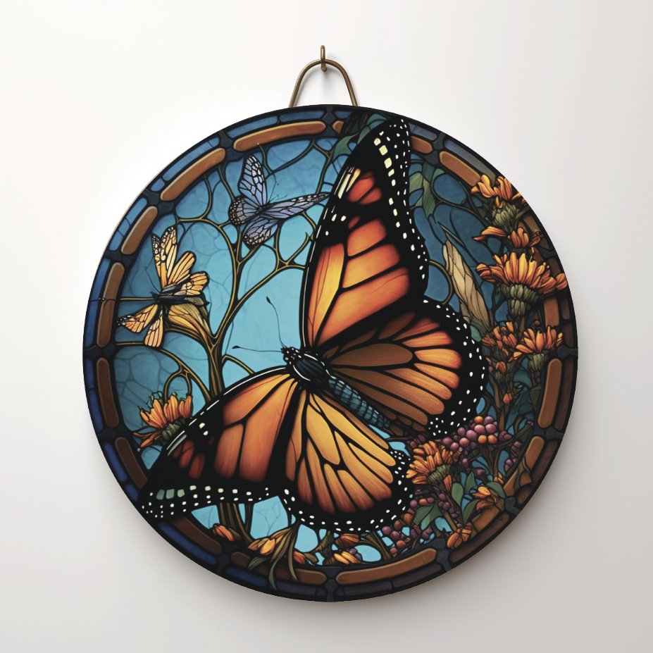 Shop For Monarch Faux Stained Glass Butterfly Sign - Wreath Enhancement at Michelle's aDOORable Creations