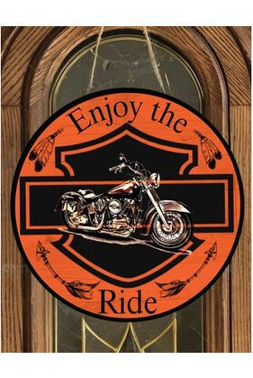 Motorcycle Enjoy The Ride Sign - Wreath Enhancement - Michelle's aDOORable Creations - Signature Signs