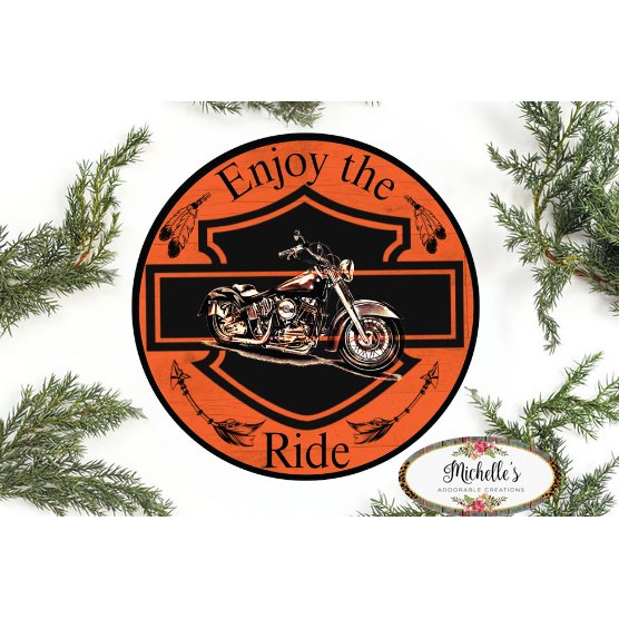 Shop For Motorcycle Enjoy The Ride Sign - Wreath Enhancement at Michelle's aDOORable Creations