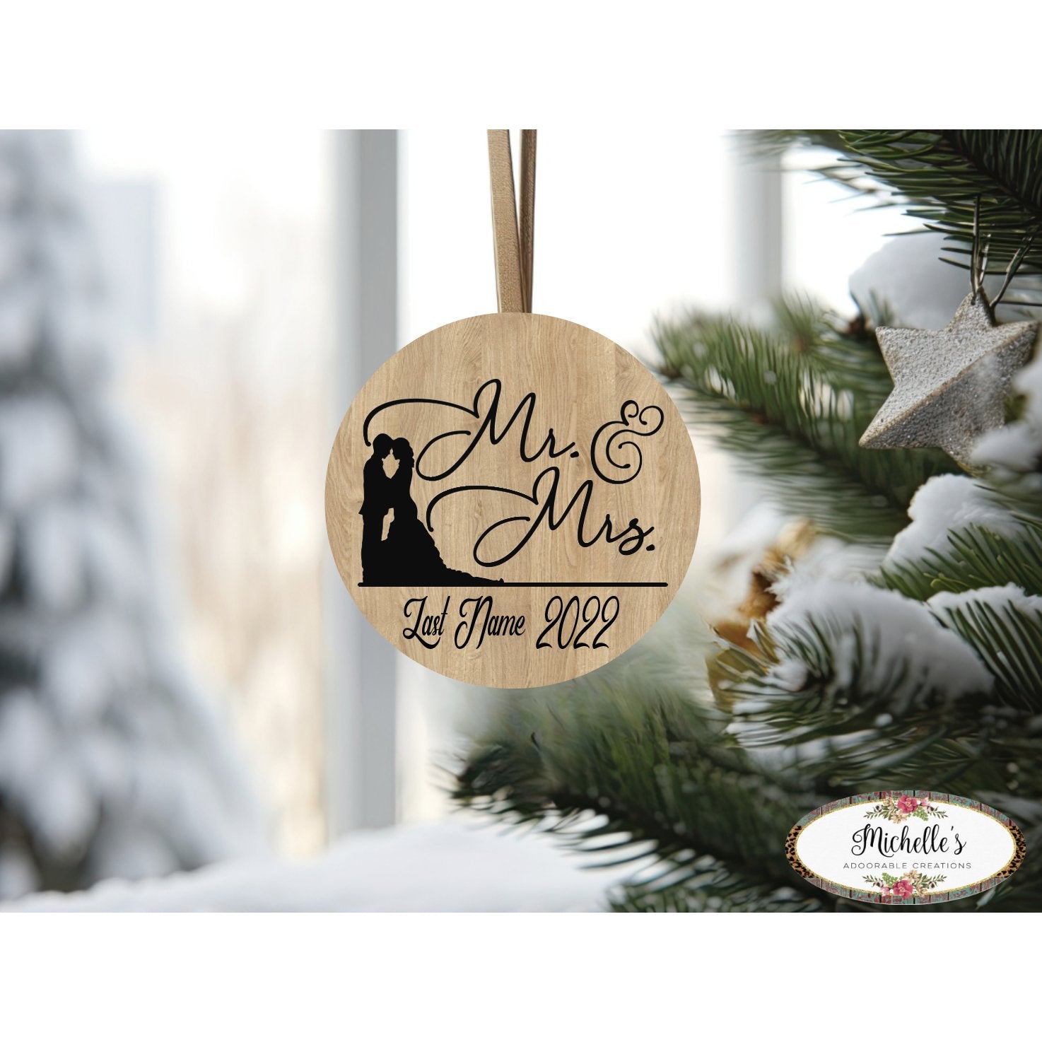 Shop For Mr and Mrs Wedding Round Sign - Wreath Enhancement at Michelle's aDOORable Creations