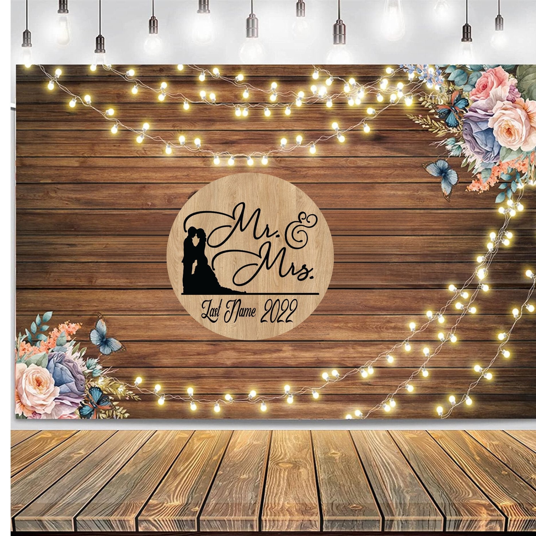 Shop For Mr and Mrs Wedding Round Sign - Wreath Enhancement at Michelle's aDOORable Creations