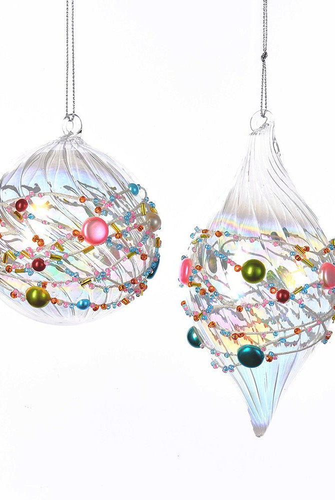 Shop For Multicolored Beaded Glass Ornaments (Asst 2) at Michelle's aDOORable Creations