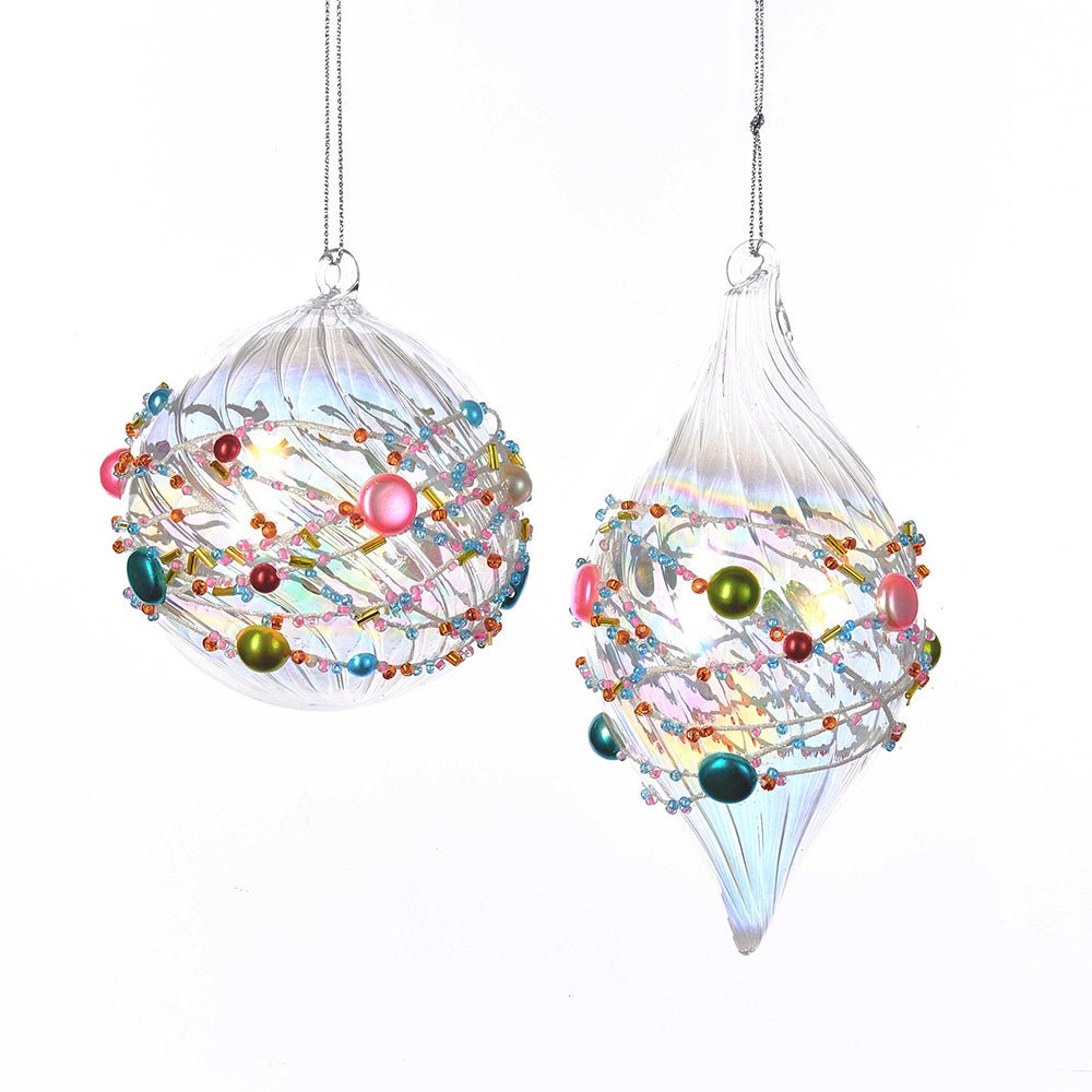 Shop For Multicolored Beaded Glass Ornaments (Asst 2) at Michelle's aDOORable Creations
