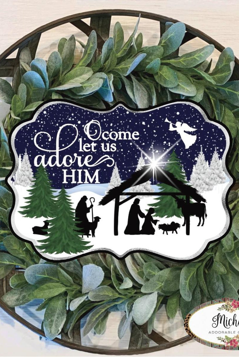 Shop For O Come Let Us Adore Him SF2 - Wreath Enhancement at Michelle's aDOORable Creations