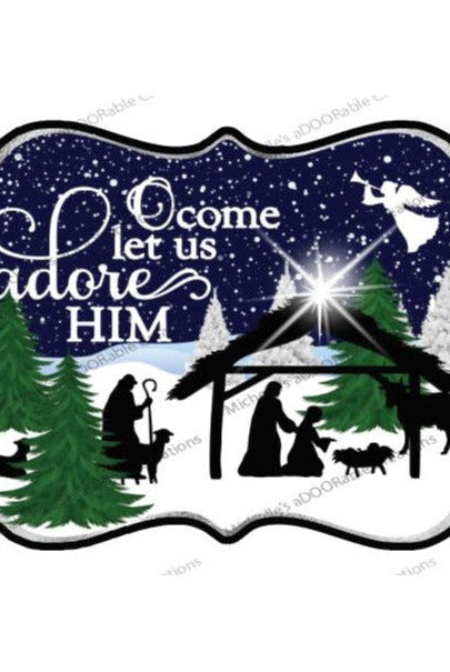 Shop For O Come Let Us Adore Him SF2 - Wreath Enhancement at Michelle's aDOORable Creations