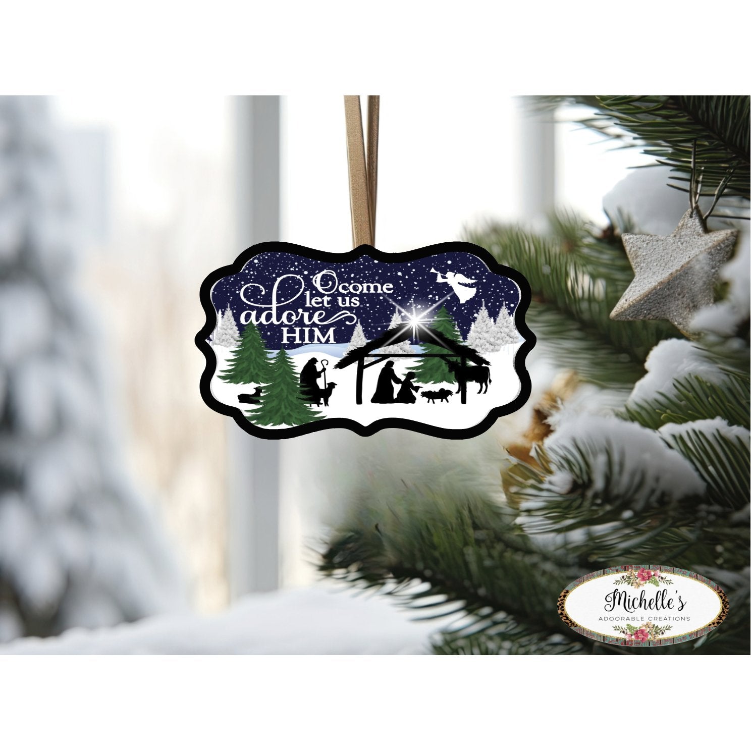 Shop For O Come Let Us Adore Him SF2 - Wreath Enhancement at Michelle's aDOORable Creations