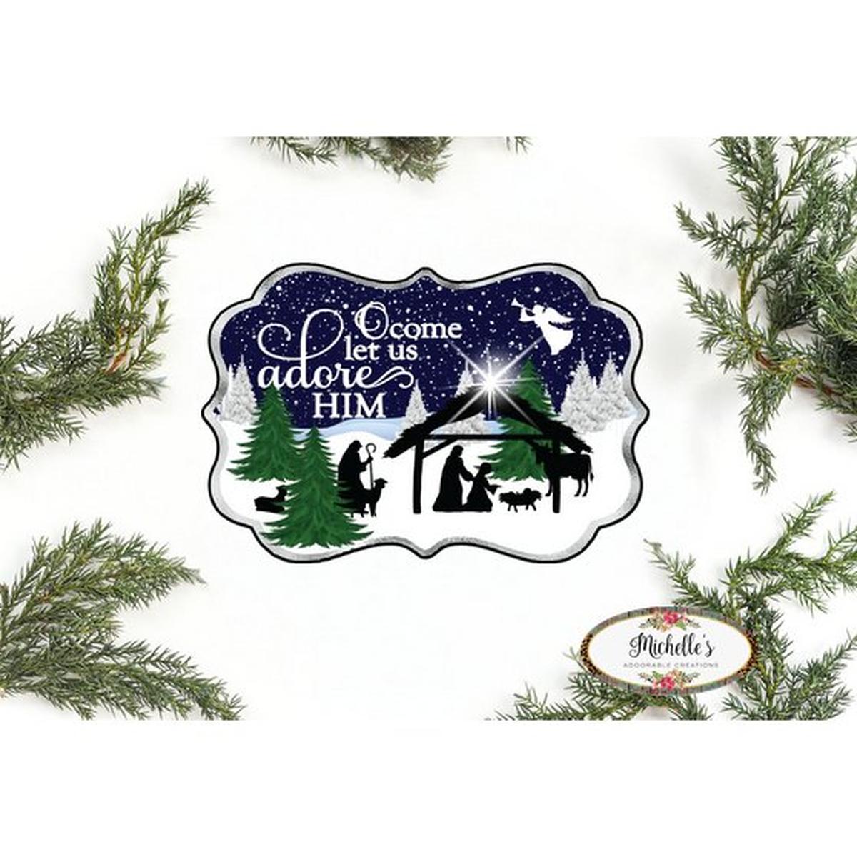 Shop For O Come Let Us Adore Him SF2 - Wreath Enhancement at Michelle's aDOORable Creations