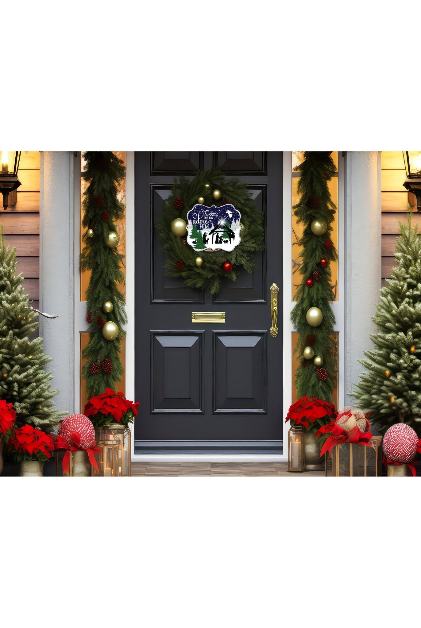 Shop For O Come Let Us Adore Him SF2 - Wreath Enhancement at Michelle's aDOORable Creations