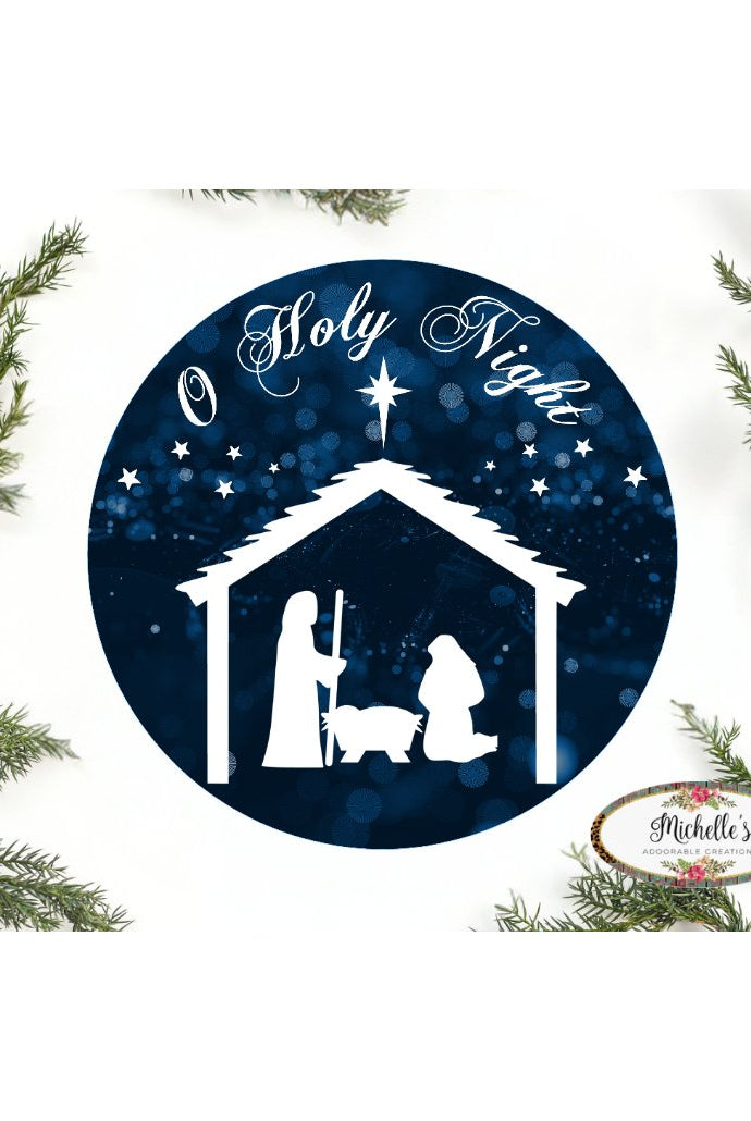 Shop For O Holy Night Round Sign - Wreath Enhancement at Michelle's aDOORable Creations