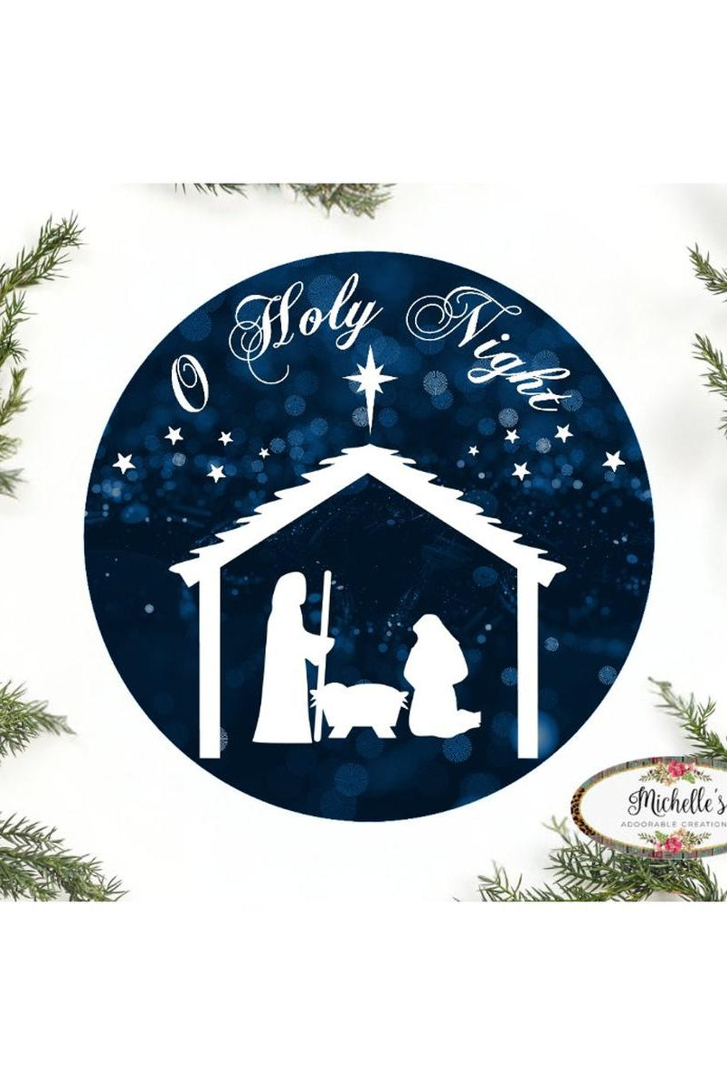Shop For O Holy Night Round Sign - Wreath Enhancement at Michelle's aDOORable Creations