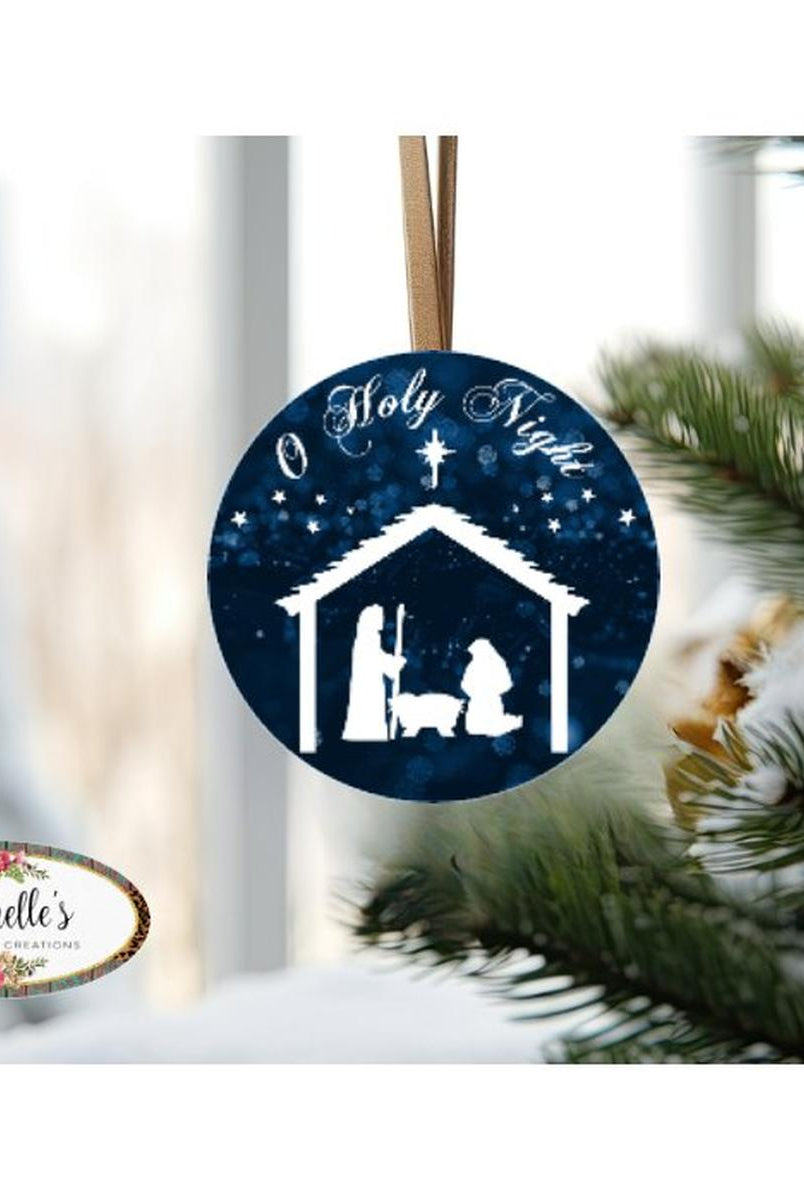 Shop For O Holy Night Round Sign - Wreath Enhancement at Michelle's aDOORable Creations