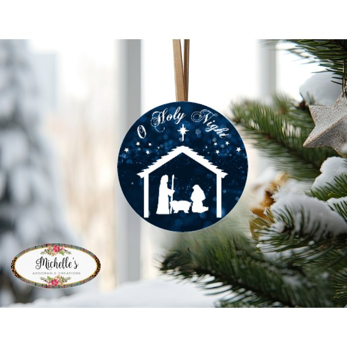 Shop For O Holy Night Round Sign - Wreath Enhancement at Michelle's aDOORable Creations