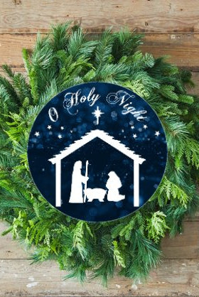 Shop For O Holy Night Round Sign - Wreath Enhancement at Michelle's aDOORable Creations