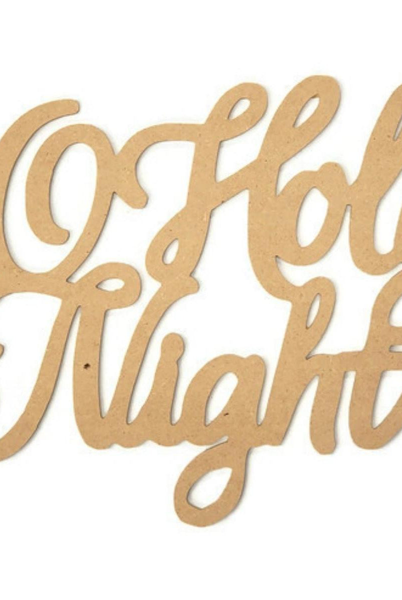 Shop For Oh Holy Night Script Word Wood Cutout - Unfinished Wood at Michelle's aDOORable Creations