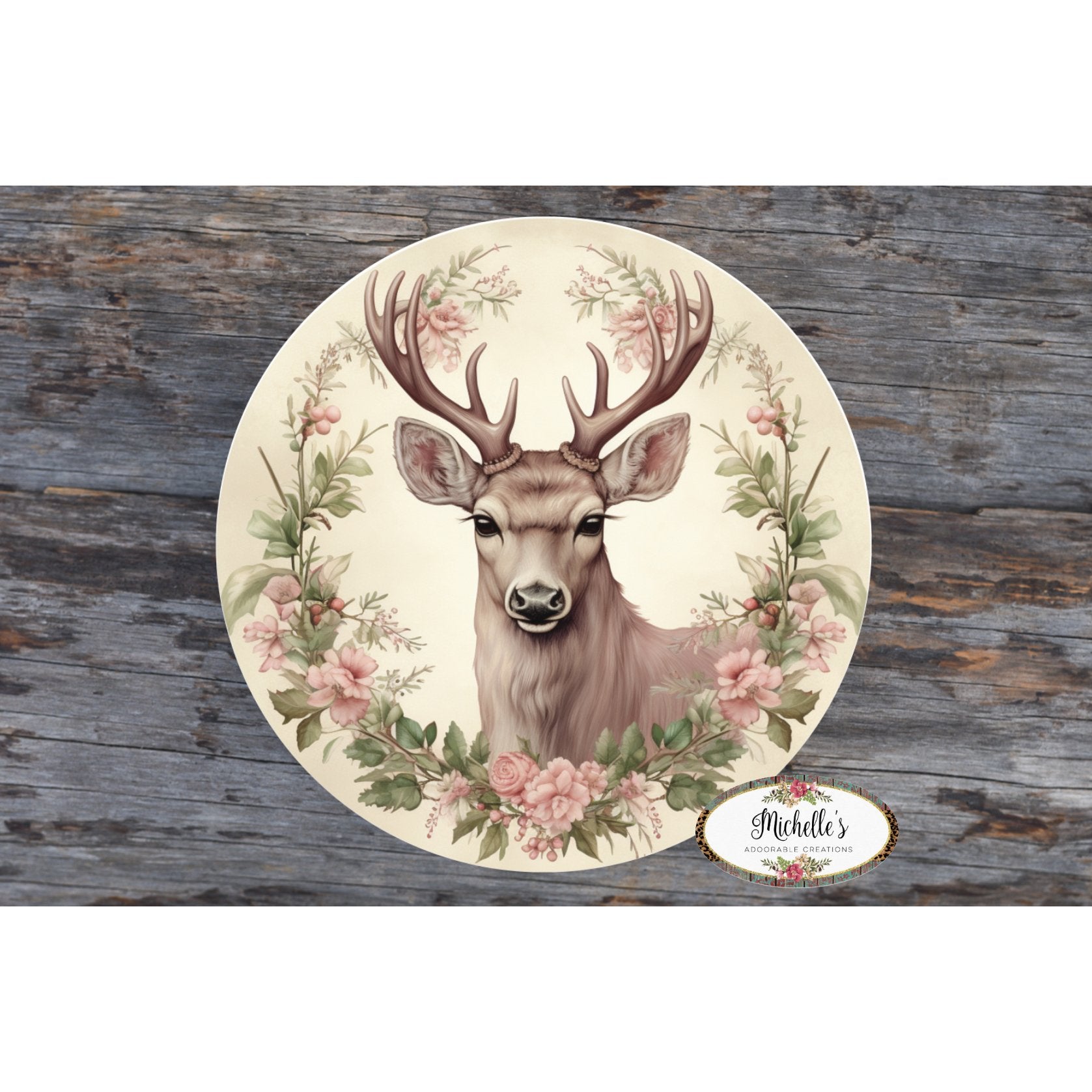 Shop For Pastel Winter Victorian Reindeer Sign - Wreath Enhancement at Michelle's aDOORable Creations