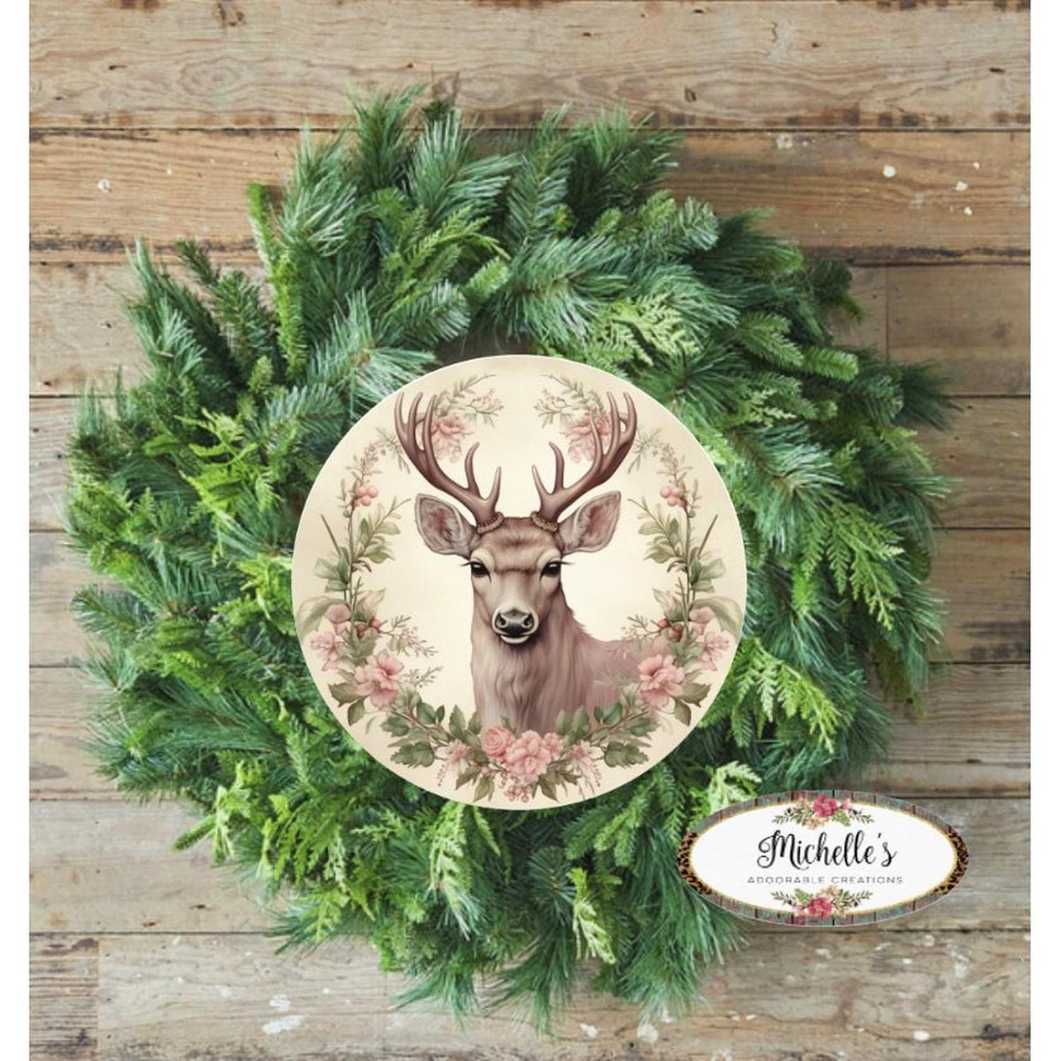 Shop For Pastel Winter Victorian Reindeer Sign - Wreath Enhancement at Michelle's aDOORable Creations