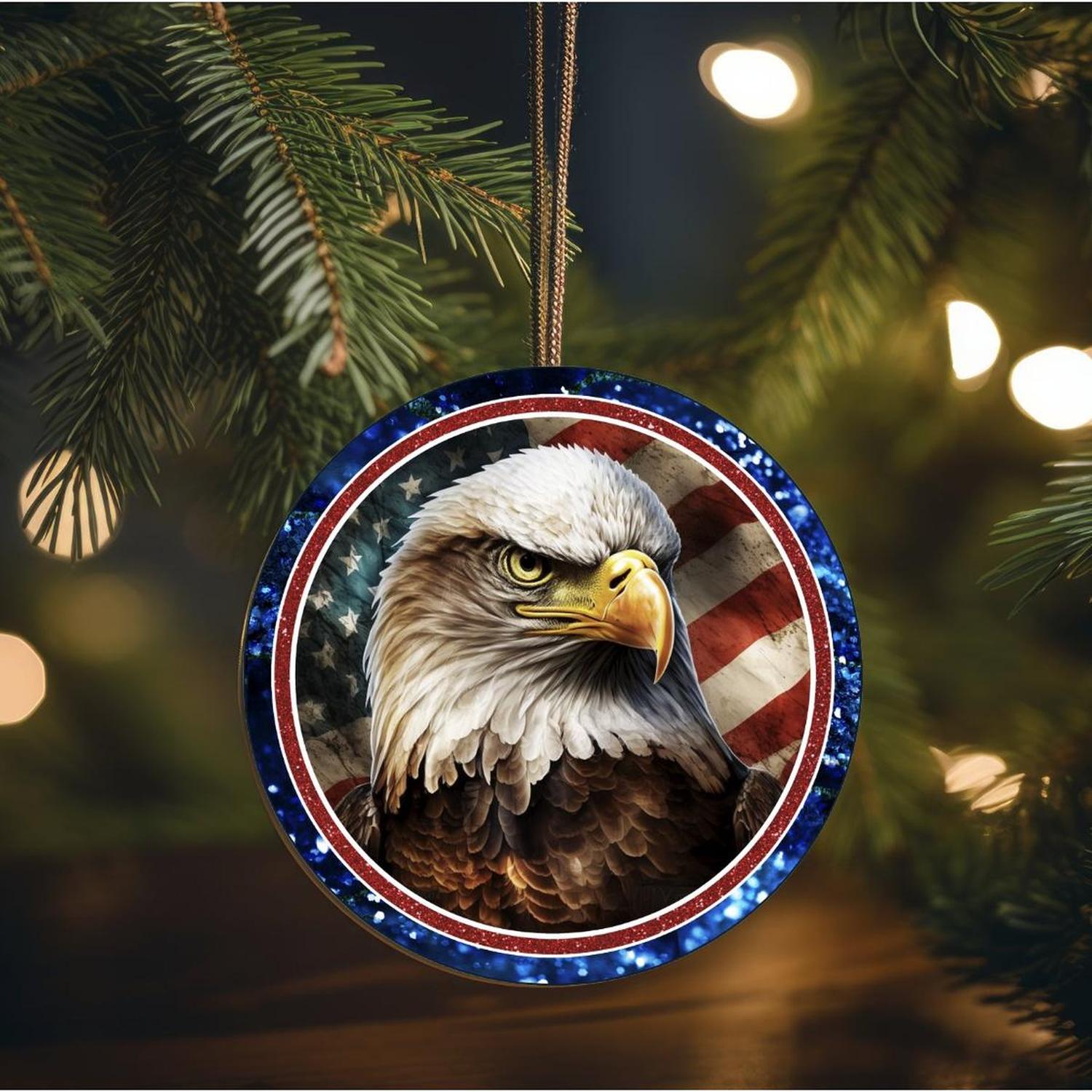 Shop For Patriotic American Eagle Two Round Sign at Michelle's aDOORable Creations