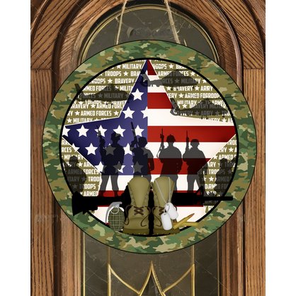 Shop For Patriotic Army Armed Forces Round Sign at Michelle's aDOORable Creations