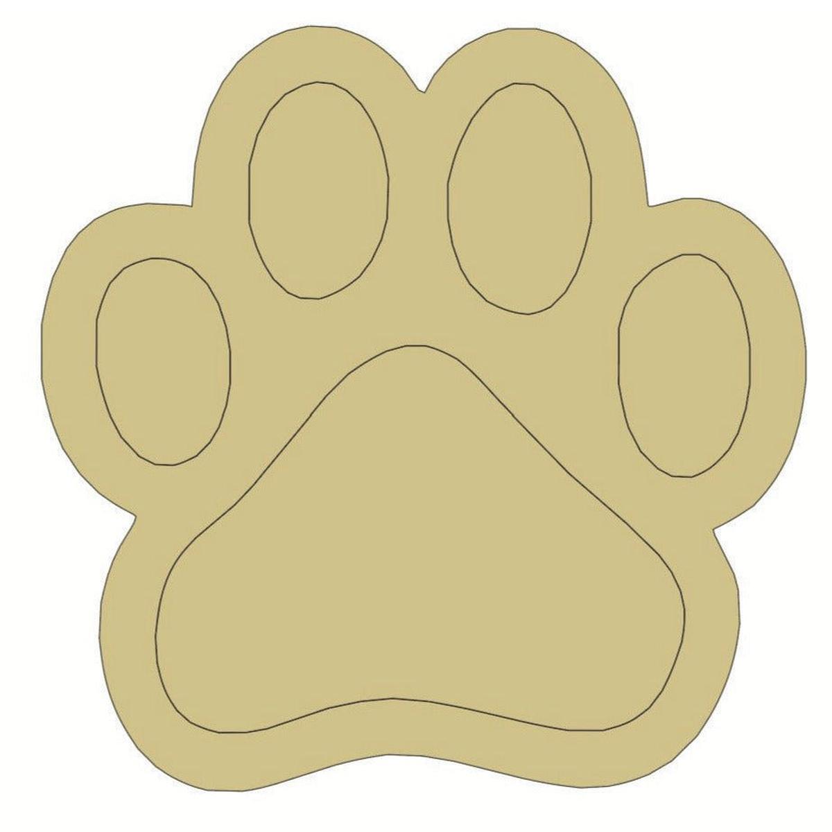 Shop For Paw Print with Paint Lines Wood Cutout - Unfinished Wood at Michelle's aDOORable Creations