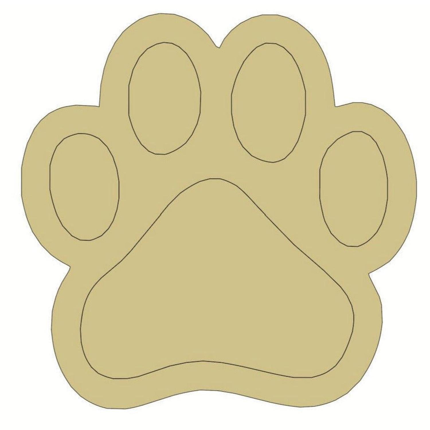Shop For Paw Print with Paint Lines Wood Cutout - Unfinished Wood at Michelle's aDOORable Creations
