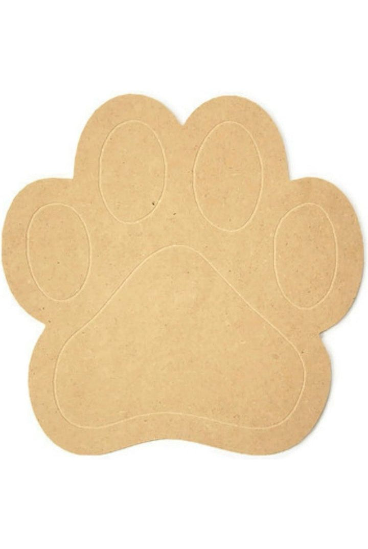 Paw Print with Paint Lines Wood Cutout - Unfinished Wood - Michelle's aDOORable Creations - Signature Signs