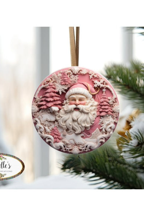 Shop For Pink 3D Santa Christmas Sign - Wreath Enhancement at Michelle's aDOORable Creations