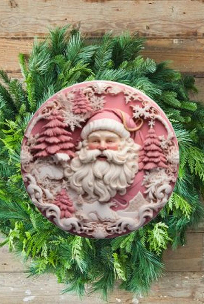 Shop For Pink 3D Santa Christmas Sign - Wreath Enhancement at Michelle's aDOORable Creations