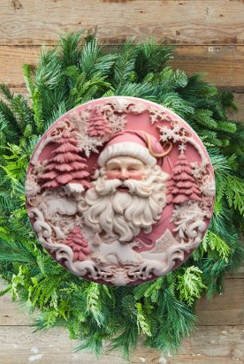 Shop For Pink 3D Santa Christmas Sign - Wreath Enhancement at Michelle's aDOORable Creations